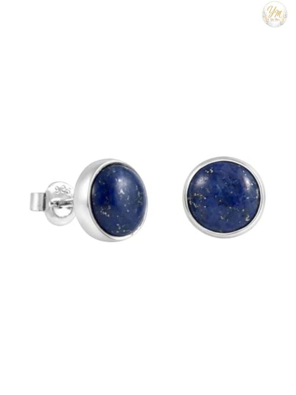 Handmade 925 Sterling Silver Lapis Lazuli Stud Earrings Unisex